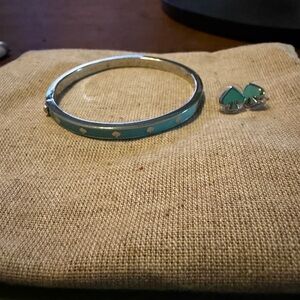 Kate Spade Silver and Teal Bracelet and Earring Set